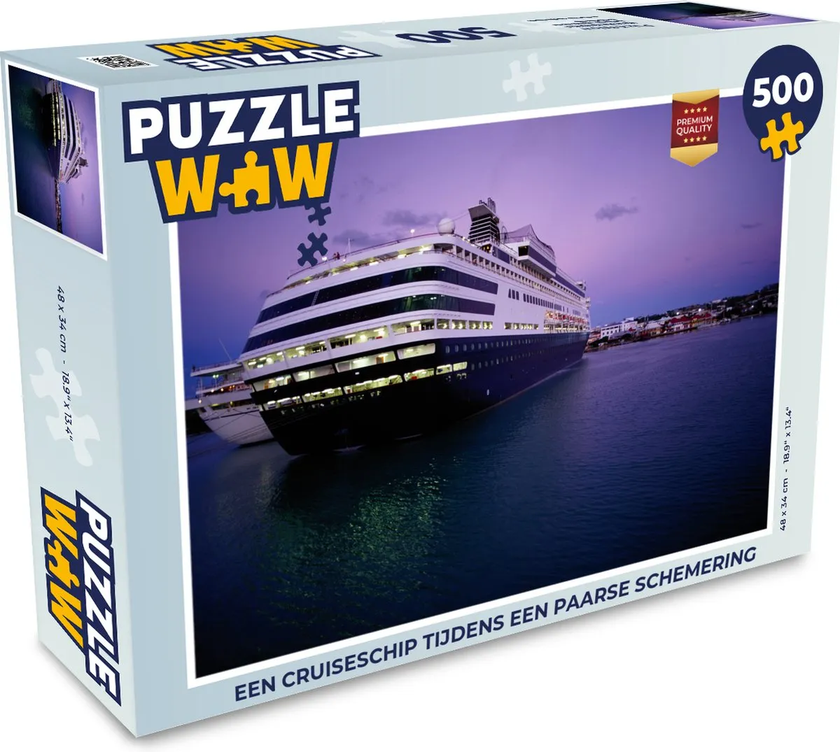PuzzleWow Legpuzzel Cruiseschip Paarse Schemering 500 Stuks