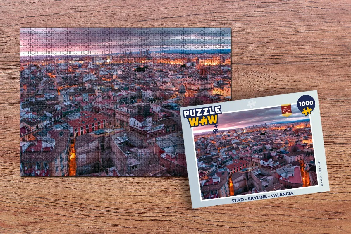 PuzzleWow Skyline Valencia Legpuzzel 1000 Stuks - Multicolor