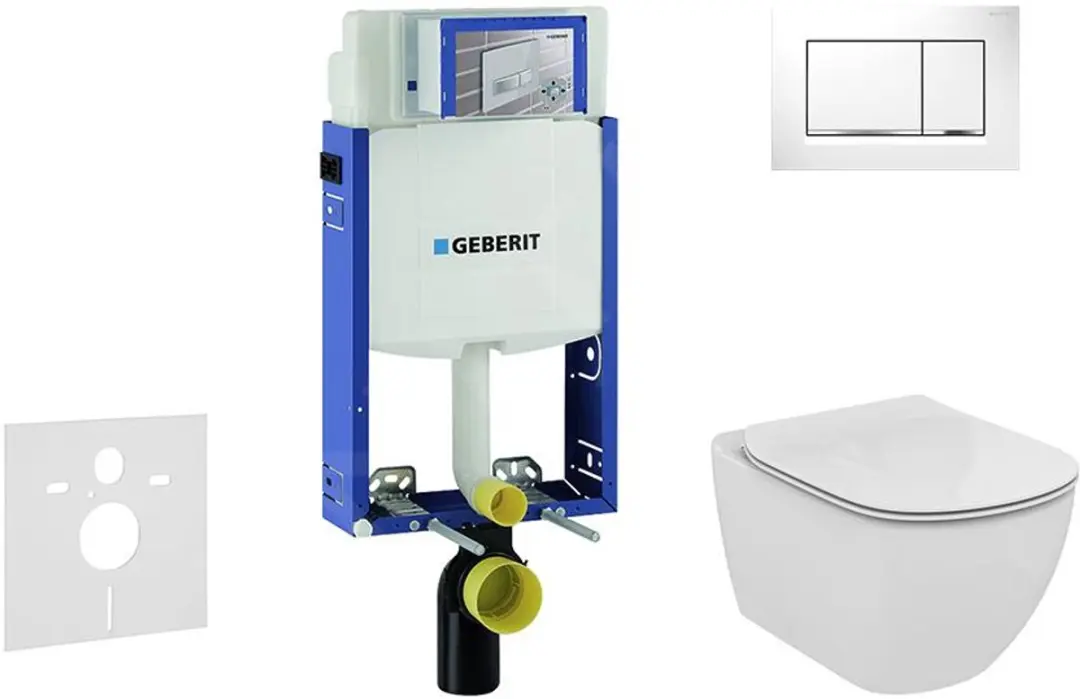 Inbouwreservoir voor hangend toilet met SIGMA30 bedieningsknop, wit/glanzend chr