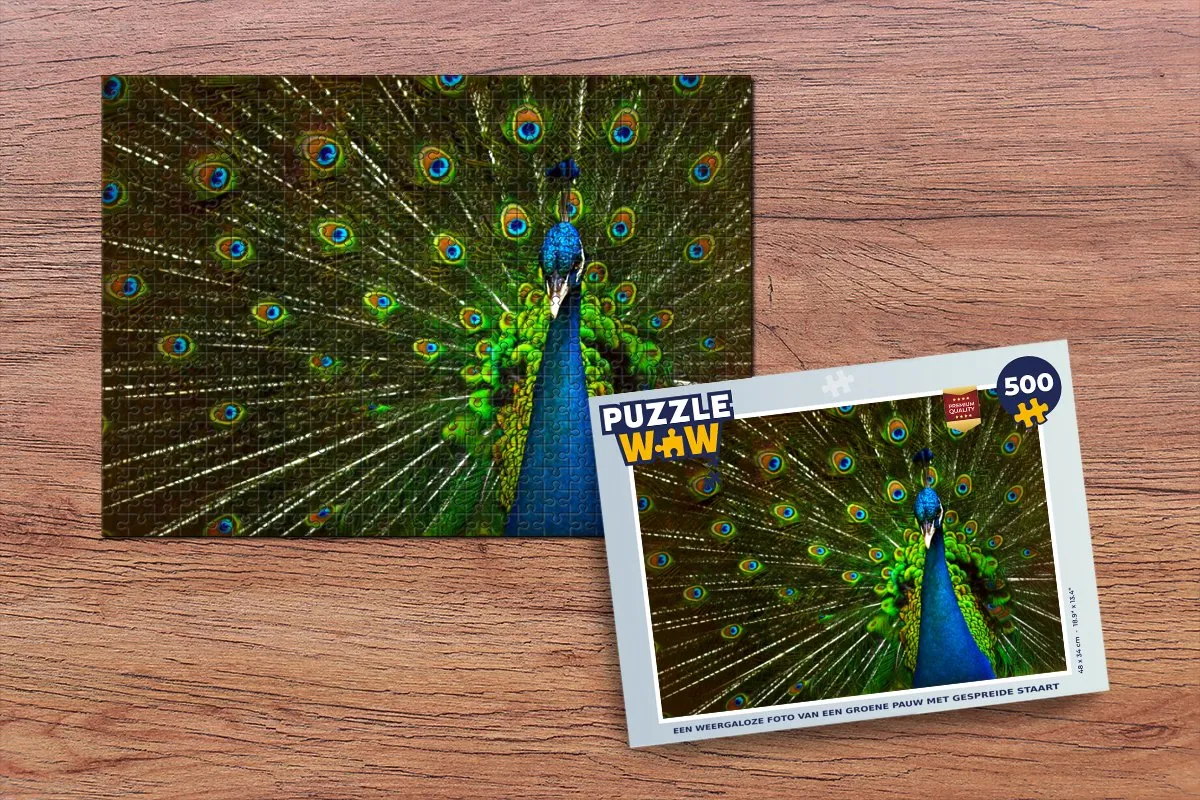 PuzzleWow Pauw Patroon Legpuzzel 500 Stuks - Blauw