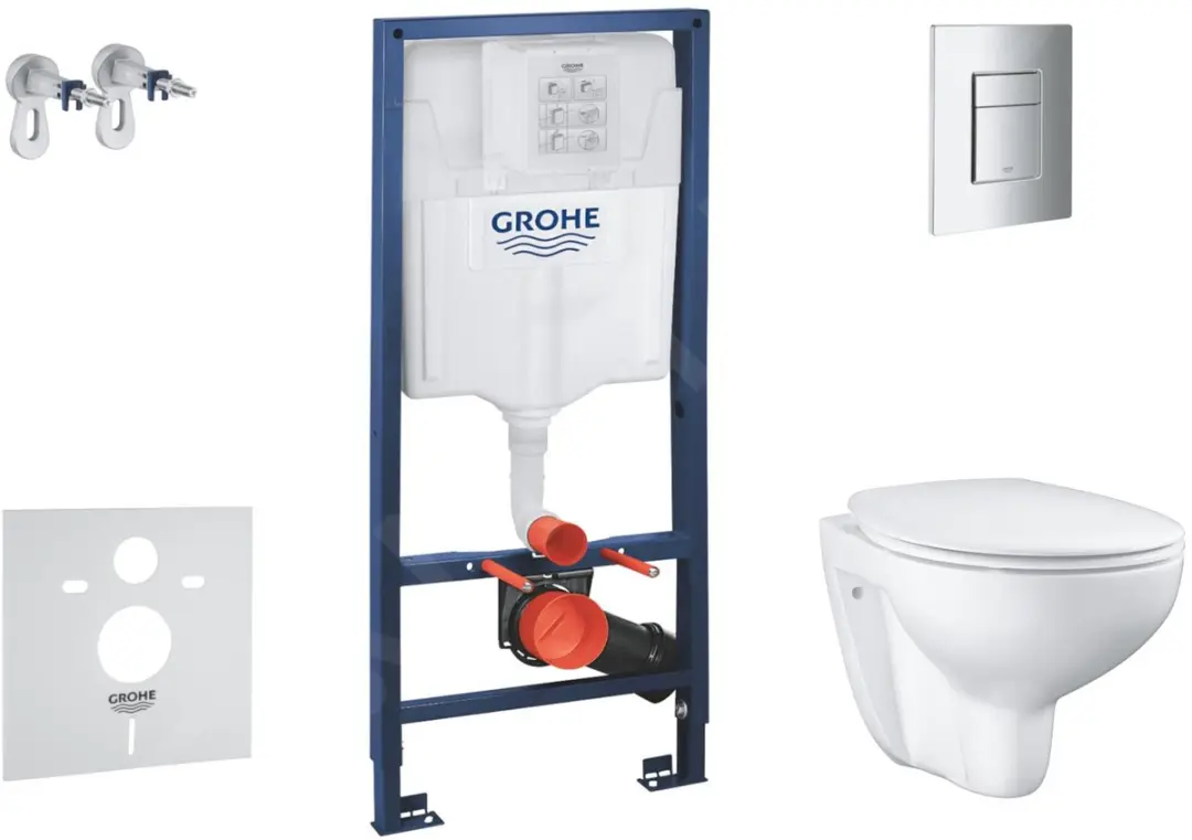 Voorwand montageset, toilet en toiletzitting Bau Ceramic, softclose, Even bedien