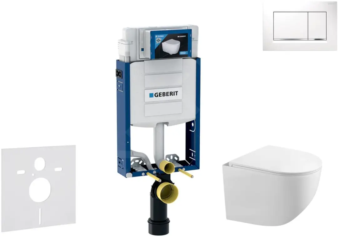 Voorwand montageset, Gaia toilet en softclose zitting, Sigma30 bedieningsplaat,
