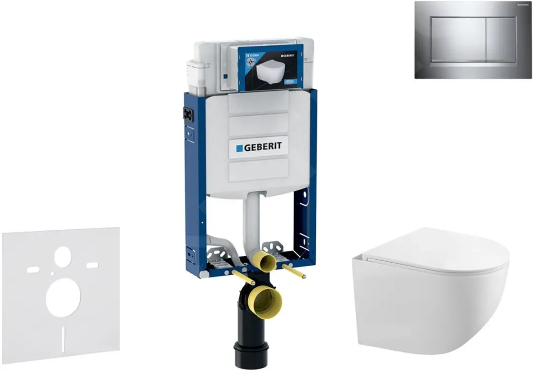 Voorwand montageset, Gaia toilet en softclose zitting, Sigma30 bedieningsplaat,