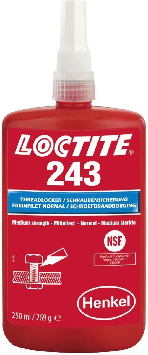 LOCTITE 243 Schroefdraadborgmiddel Blauw 250ml