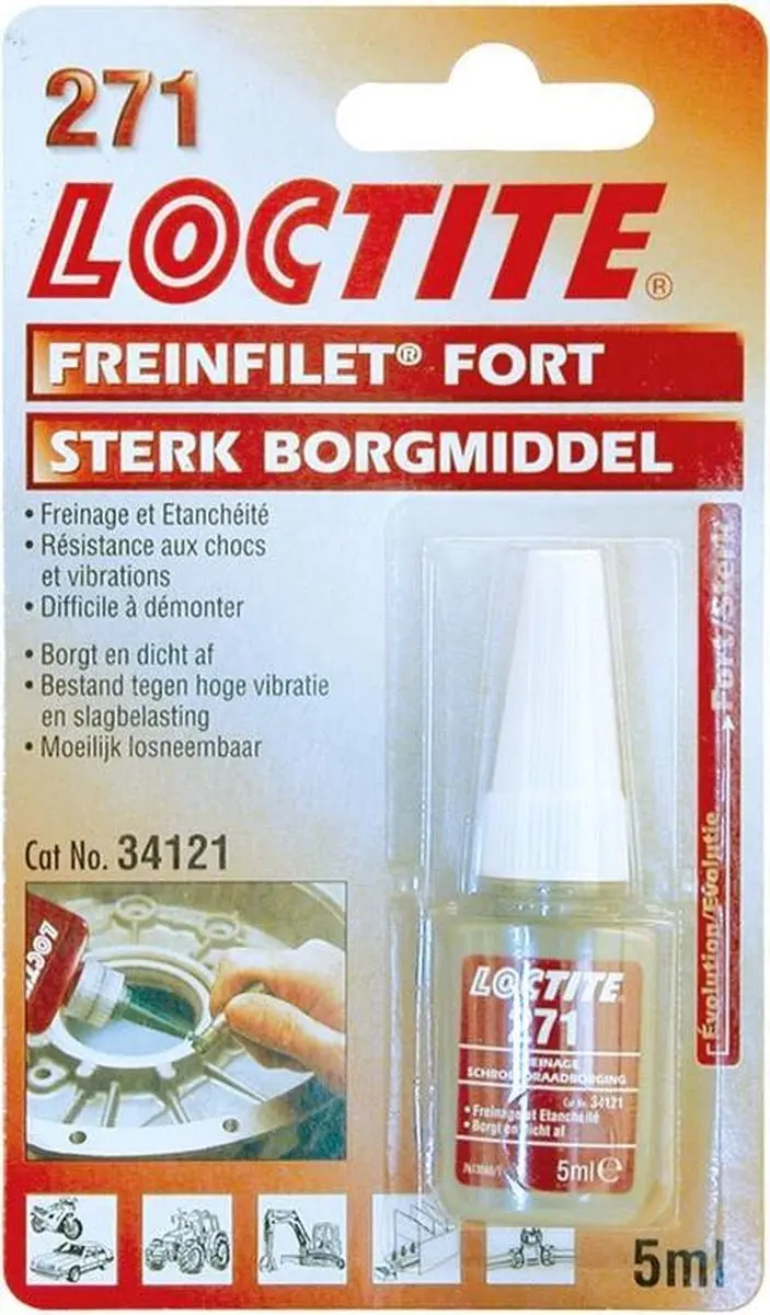 Loctite 271 Schroefdraadborgmiddel Rood 5ml - afbeelding 3 van 6