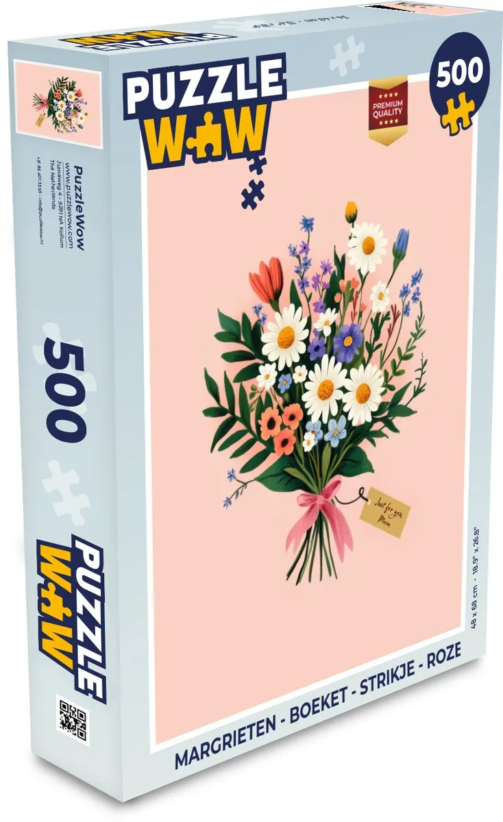 PuzzleWow Margrieten Legpuzzel 500 Stuks - Roze