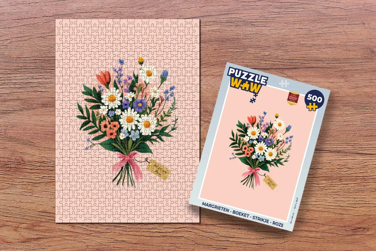 PuzzleWow Margrieten Legpuzzel 500 Stuks - Roze