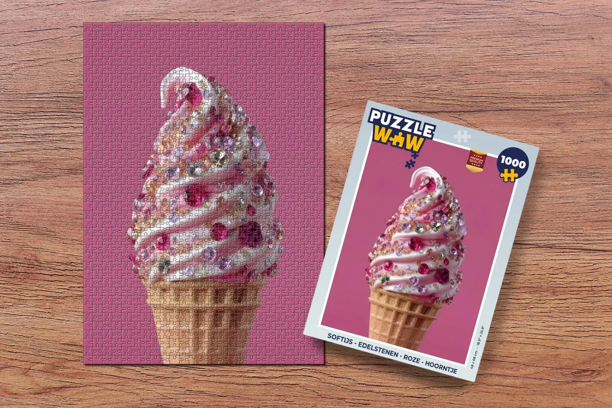 PuzzleWow Softijs Edelstenen Legpuzzel 1000 Stuks - Roze