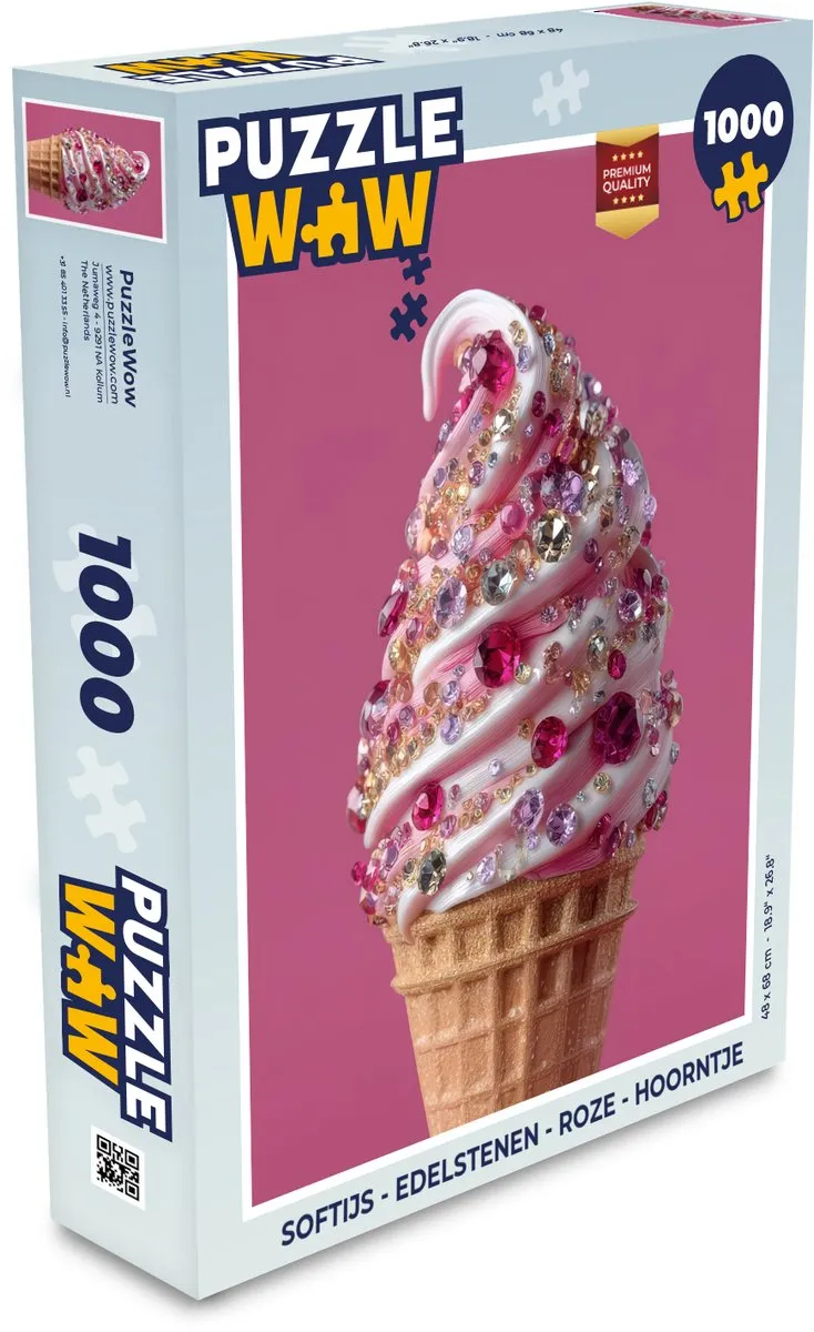 PuzzleWow Softijs Edelstenen Legpuzzel 1000 Stuks - Roze