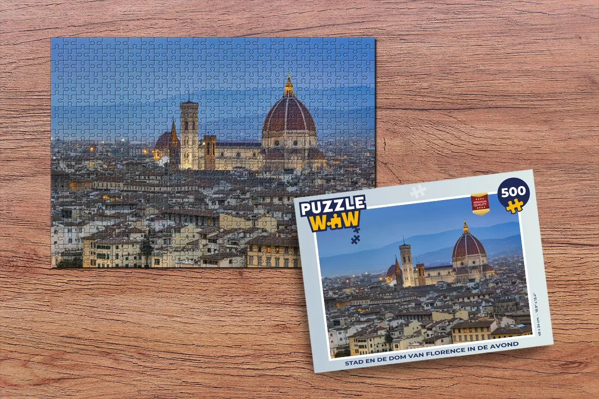 PuzzleWow Florence Legpuzzel 500 Stuks - Stad Dom - Multicolor