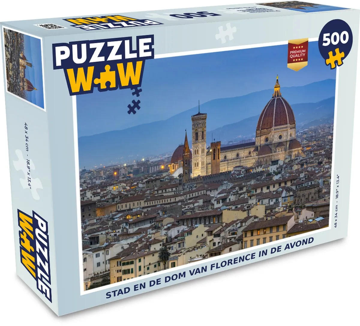 PuzzleWow Florence Legpuzzel 500 Stuks - Stad Dom - Multicolor