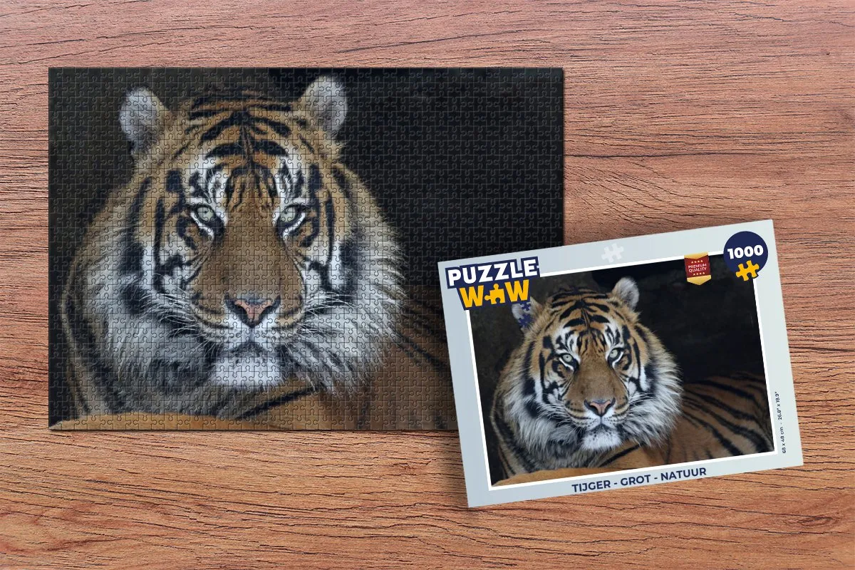 PuzzleWow Tijger Grot Legpuzzel 1000 Stuks - Multicolor