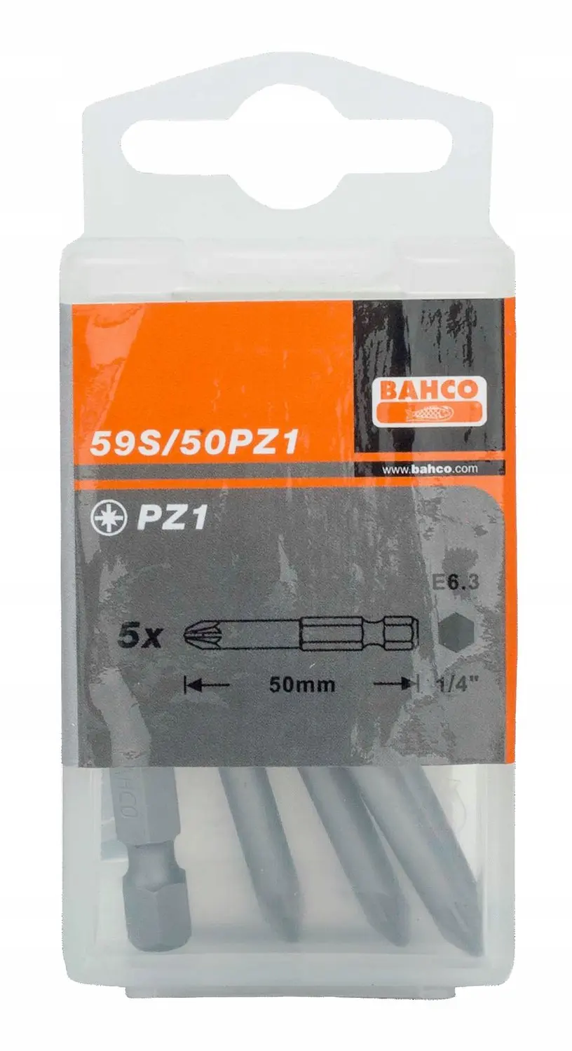Bahco Pozidriv PZ1 Bits 1/4" 50mm