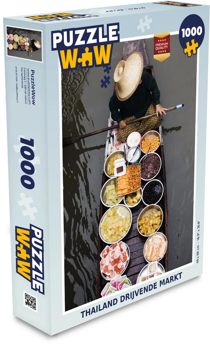 PuzzleWow Thailand Drijvende Markt Legpuzzel 1000 Stuks