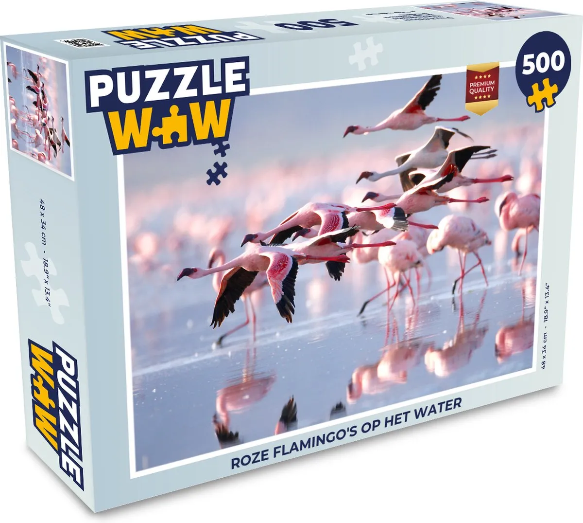 PuzzleWow Legpuzzel Roze Flamingo's 500 Stuks