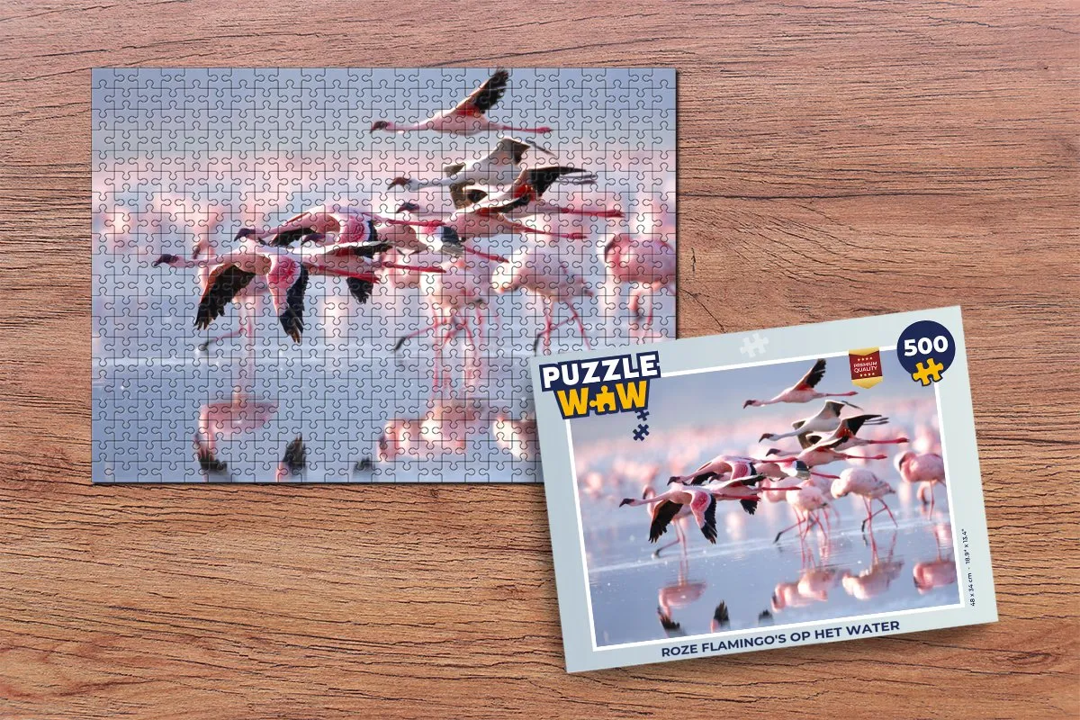 PuzzleWow Legpuzzel Roze Flamingo's 500 Stuks - Multicolor