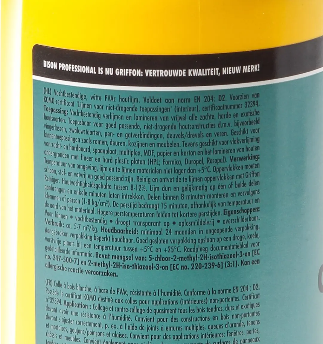 Griffon ST10 Houtlijm D2 750ml - afbeelding 4 van 6