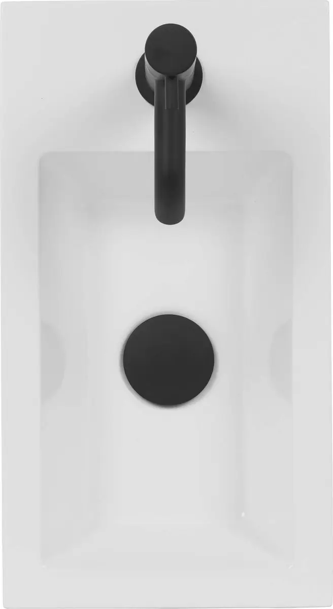 Saqu Square Fonteinset - 1x Kraan - Wit/Zwarte Kraan - afbeelding 6 van 6