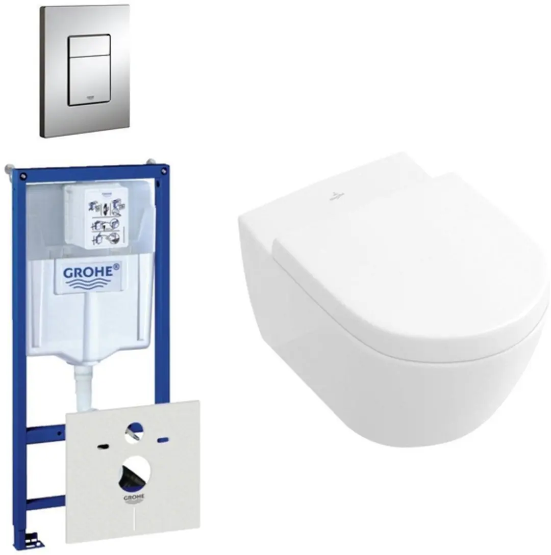 Villeroy & Boch Subway 2.0 compact toiletset bestaande uit inbouwreservoir toile