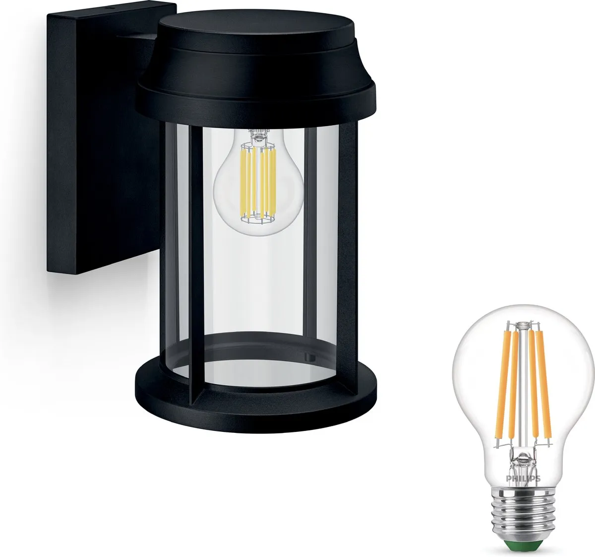 Philips Bellini Wandlamp Buiten E27 Warmwit - Zwart