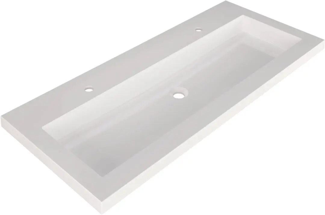 Saqu Straight Wastafel 2 kraangaten 120,5x51,5x4 cm Glans Wit