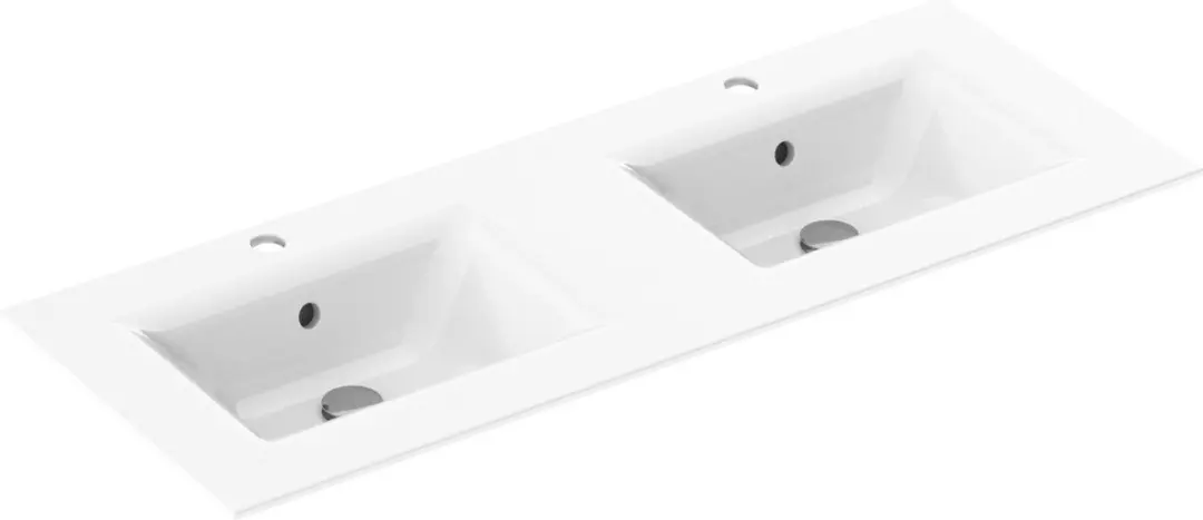 Saqu Fluente Wastafel 2 bak 2 krg 121x46x1 cm Glans Wit