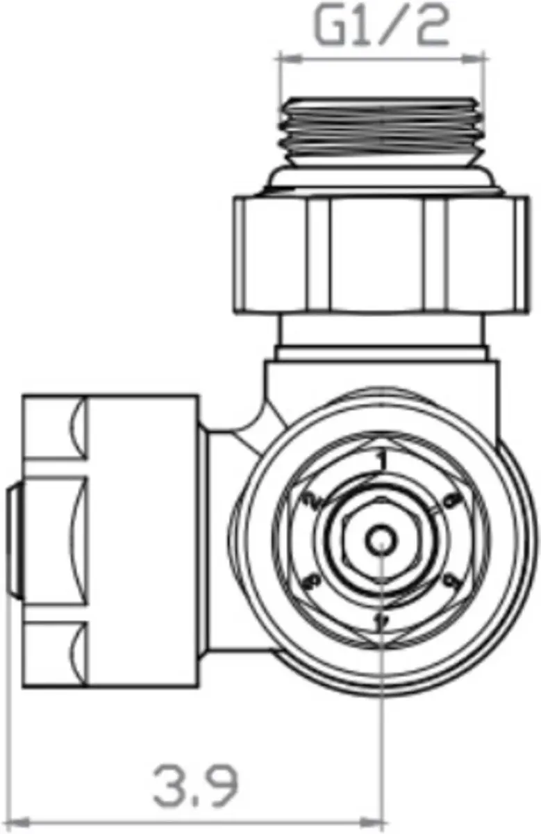 Saqu Miha Radiatorkraan Middenaansluiting Haaks Mat Zwart - afbeelding 6 van 6