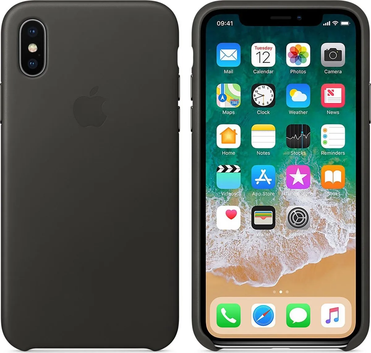 Apple iPhone X Leren Hoesje - Grijs