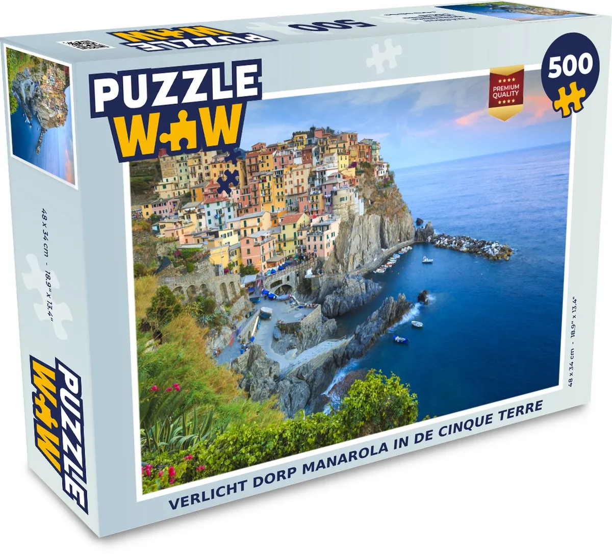 PuzzleWow Verlicht dorp Manarola Legpuzzel 500 Stuks