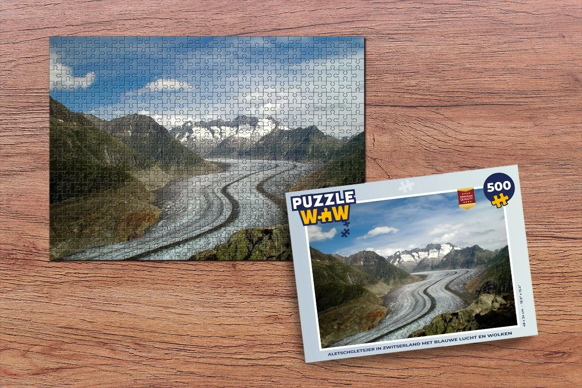 PuzzleWow Aletschgletsjer Legpuzzel 500 Stuks - Multicolor