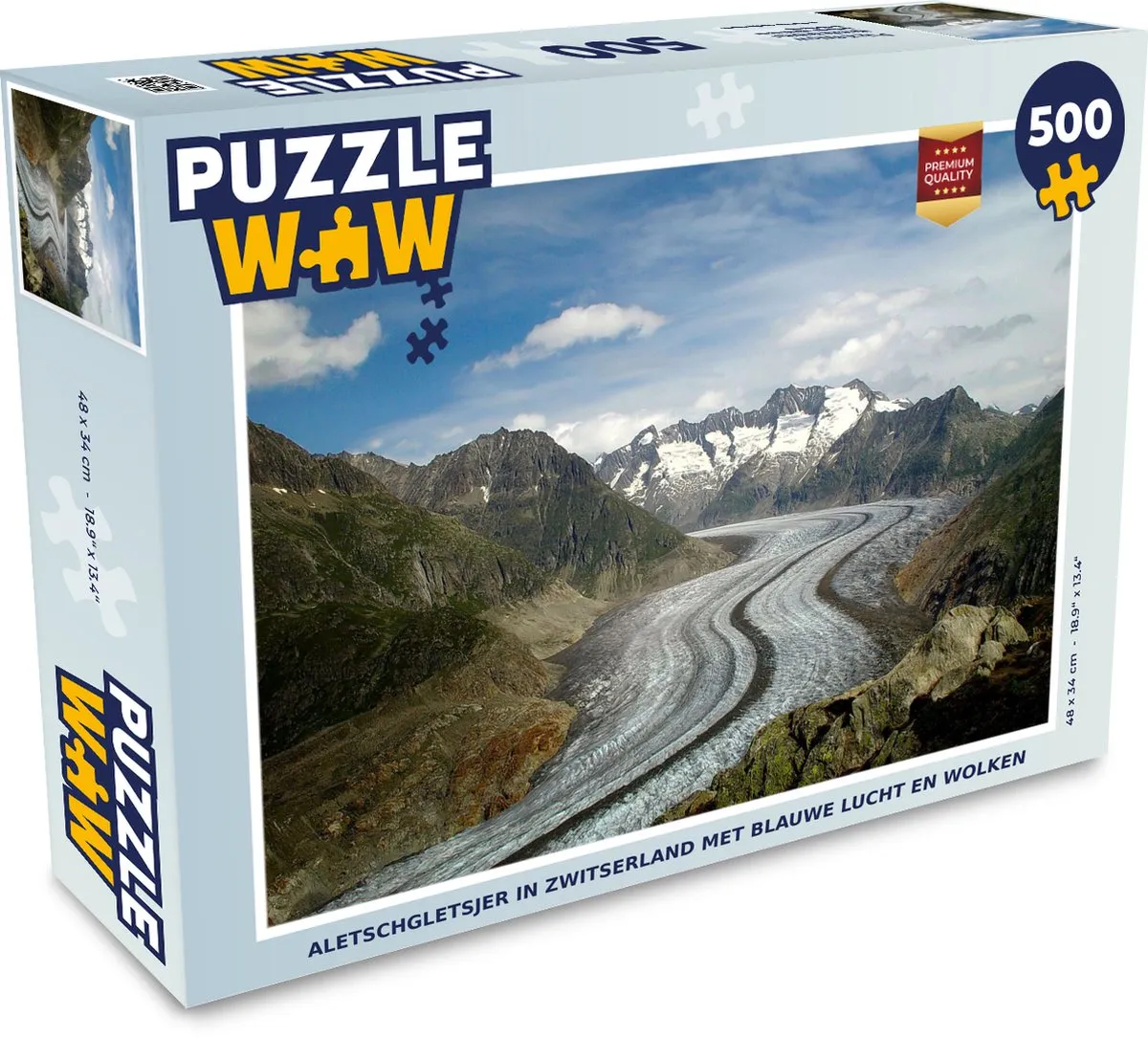 PuzzleWow Aletschgletsjer Legpuzzel 500 Stuks - Multicolor