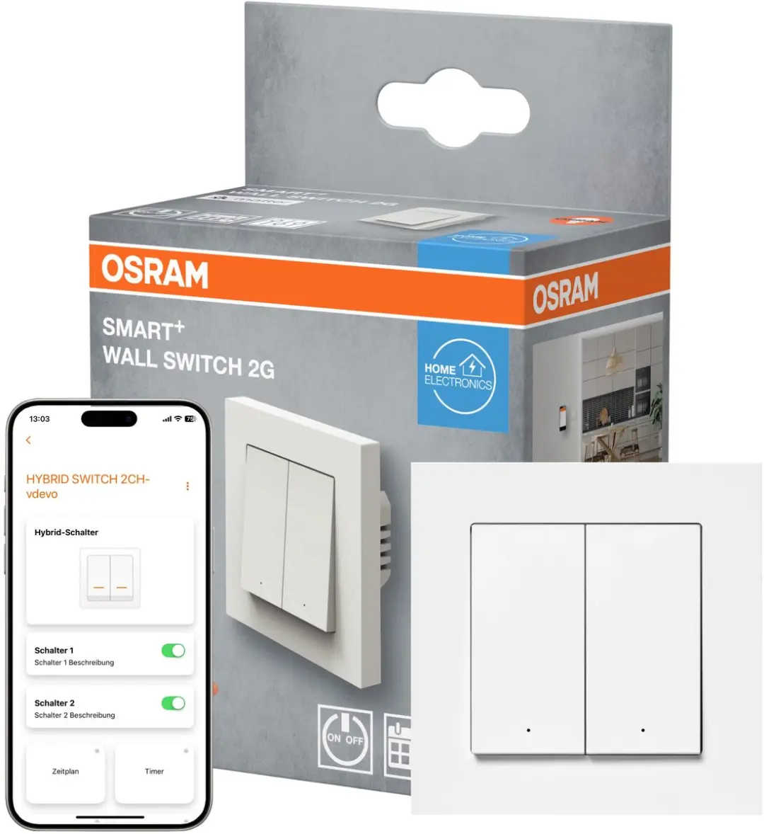 Osram SMART+ WiFi Wandschakelaar 2 Kanalen - Wit - afbeelding 4 van 6
