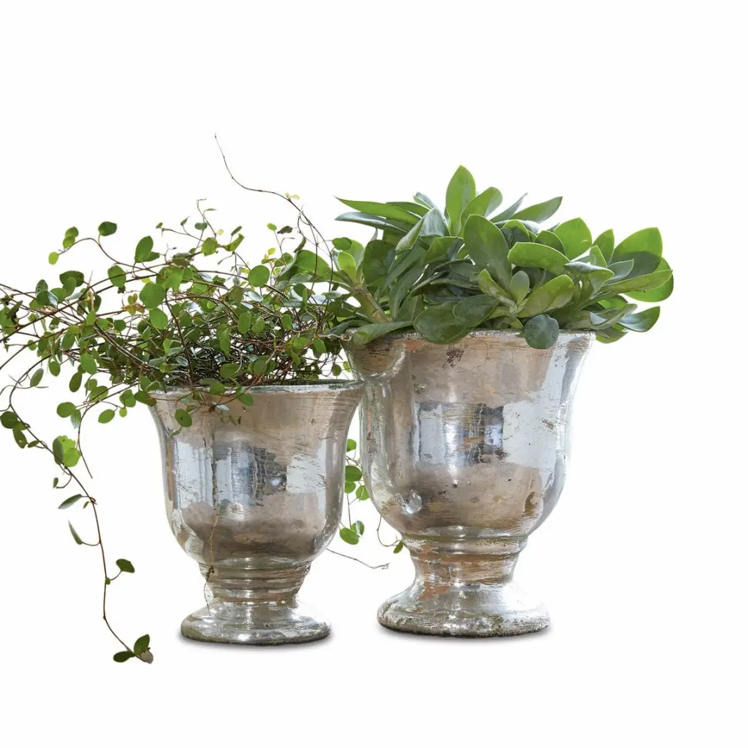 Loberon Banon Sierpotten - 2 Stuks - Ø16.5cm - Antiekzilver - afbeelding 3 van 6