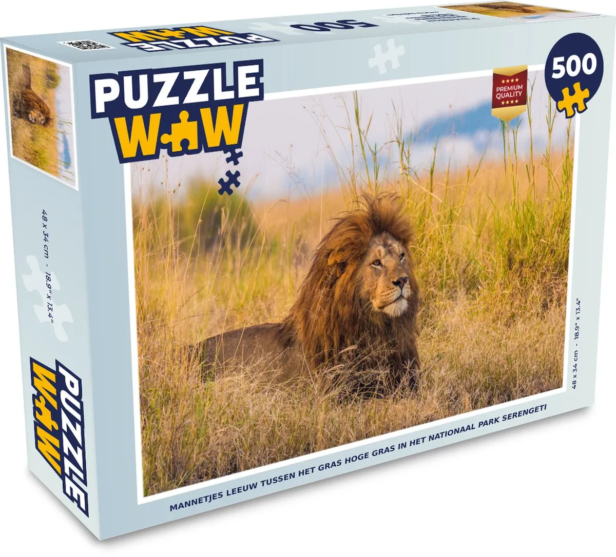 PuzzleWow Legpuzzel Serengeti Leeuw 500 Stuks - Multicolor