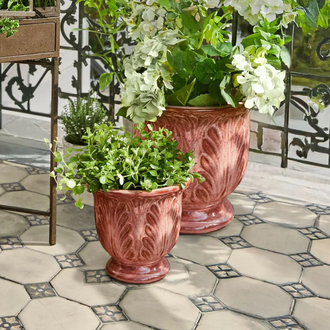 Loberon Aurezia Sierpotten - 2 Stuks 36cm Bordeaux - afbeelding 4 van 4