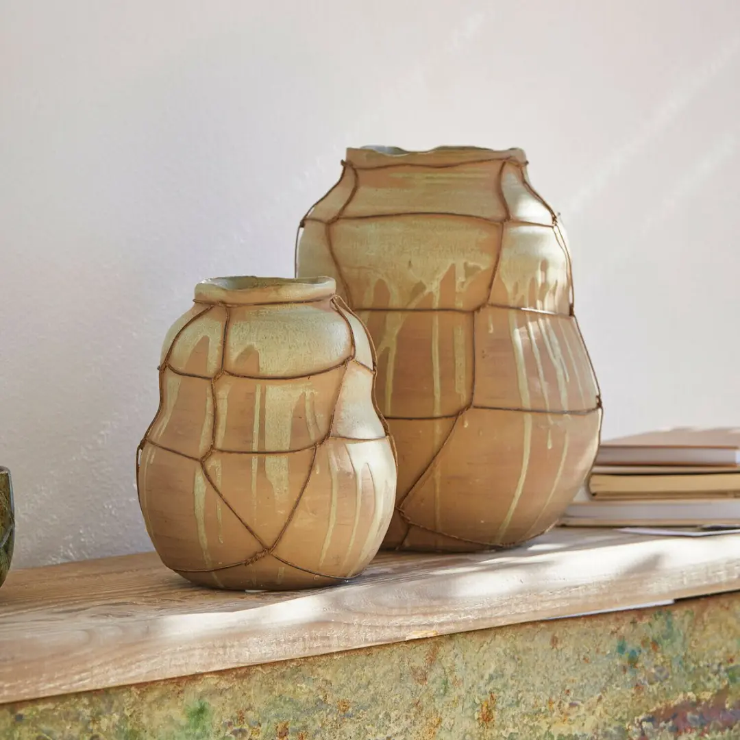 Loberon Frandoro Vaas - 2 Stuks Ø21cm - afbeelding 3 van 5