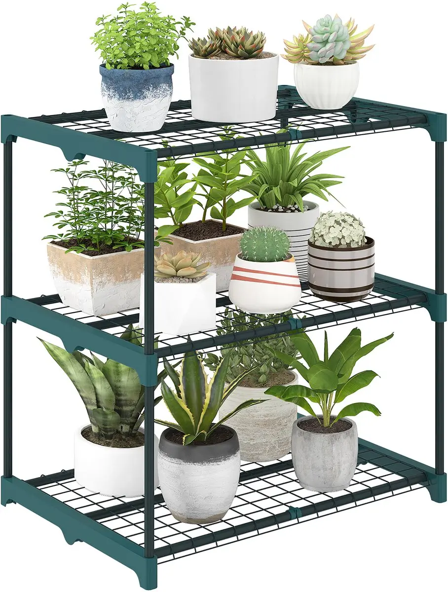 Outsunny Plantenstandaard-Staal, kunststof-68L x 49B x 72H cm-Donkergroen