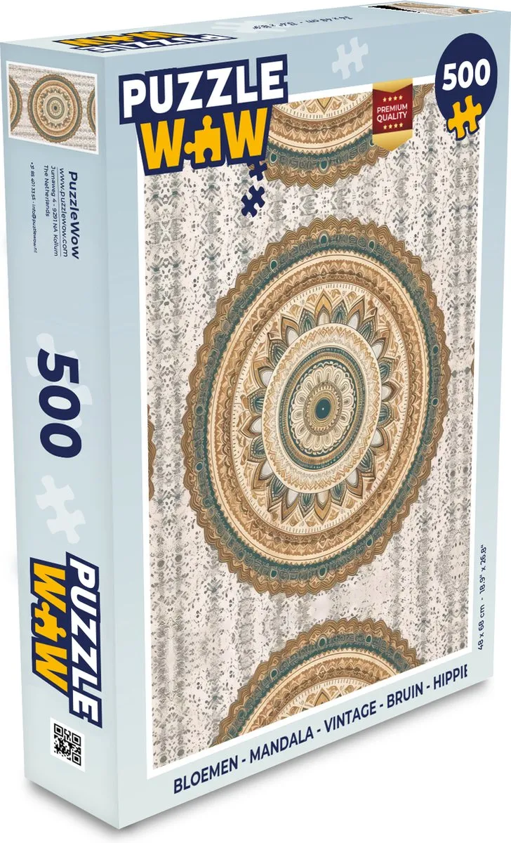 PuzzleWow Mandala Vintage Legpuzzel 500 Stuks