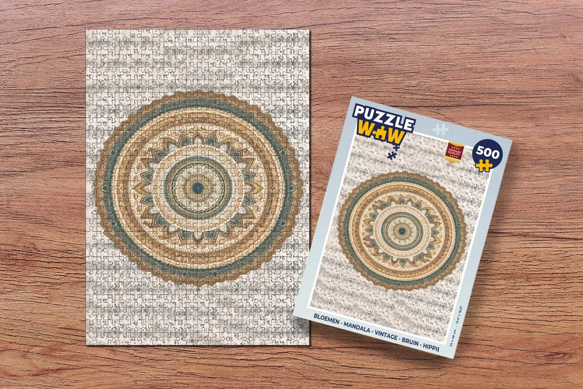 PuzzleWow Mandala Vintage Legpuzzel 500 Stuks - Multicolor