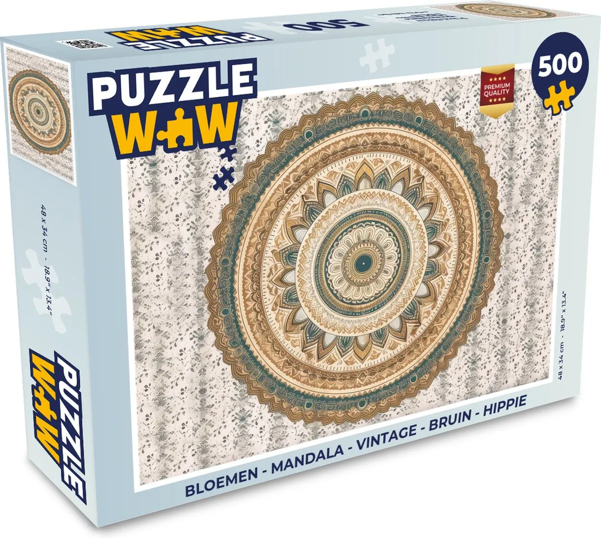 PuzzleWow Mandala Vintage Legpuzzel 500 Stuks - Multicolor