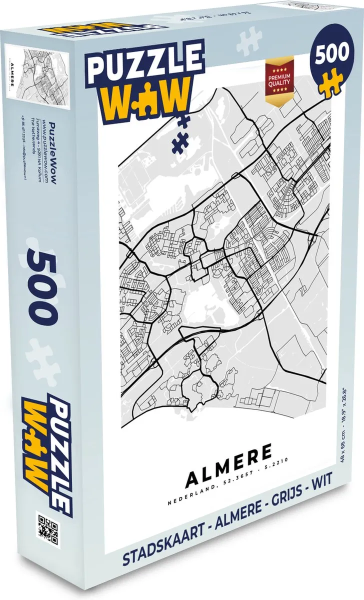 PuzzleWow Stadskaart Almere Legpuzzel 500 Stuks