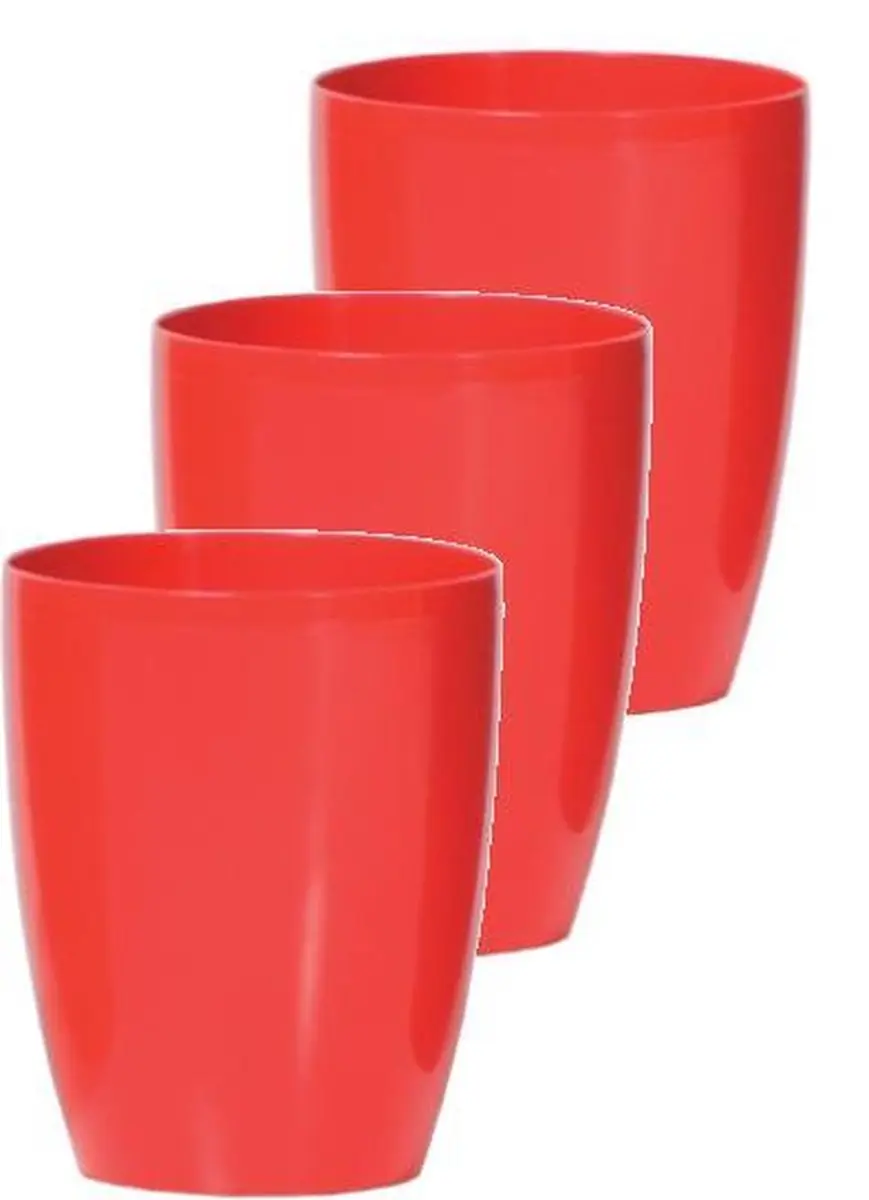 Bloempot Rond Duow 13cm KORAALROOD Prosperplast / 3 STUKS ! /