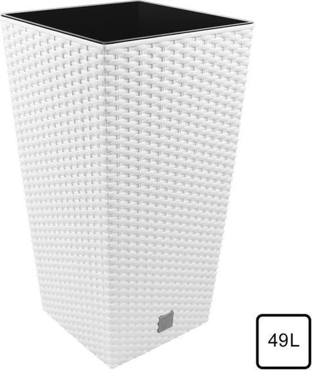 Prosperplast Rato Square Bloempot 33x33x61cm Wit - afbeelding 4 van 6