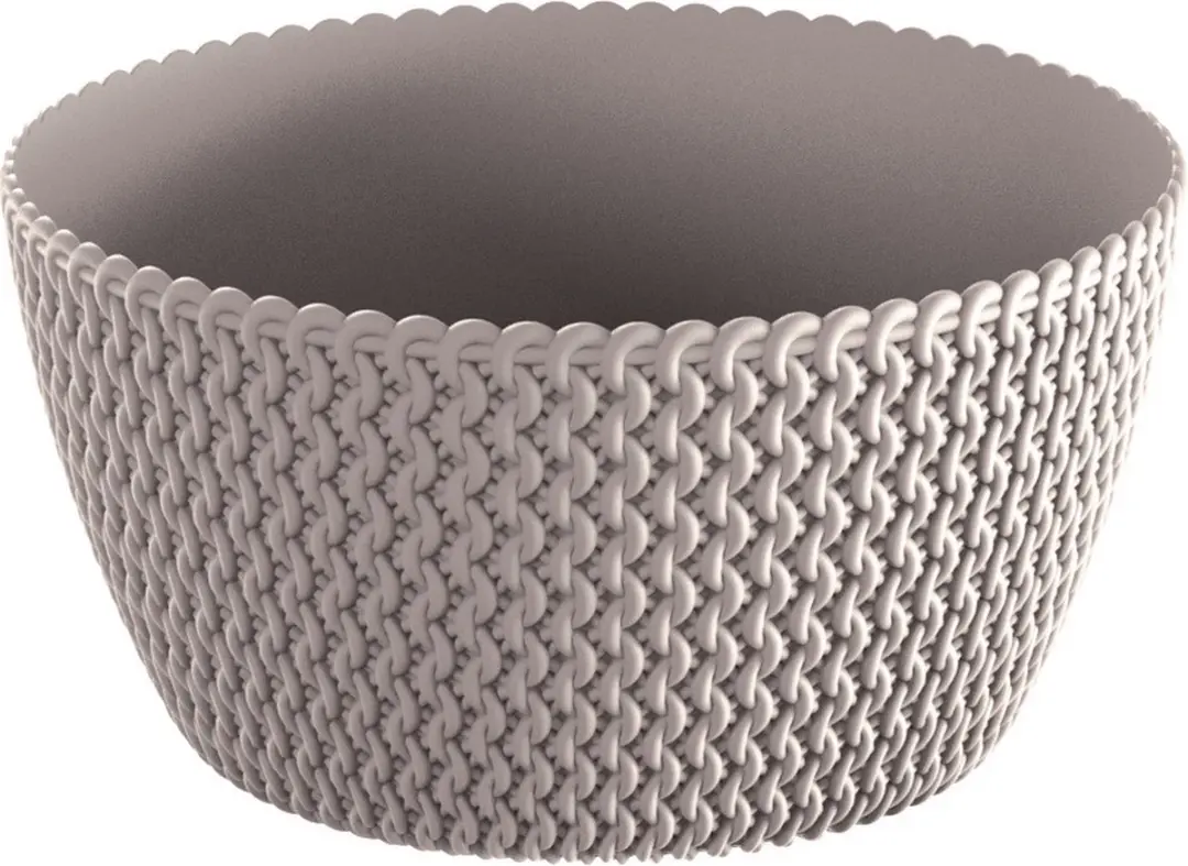 Tafelstuk plantenpot/bloempot kunststof dia 24 cm en hoogte 12 cm in het taupe/b