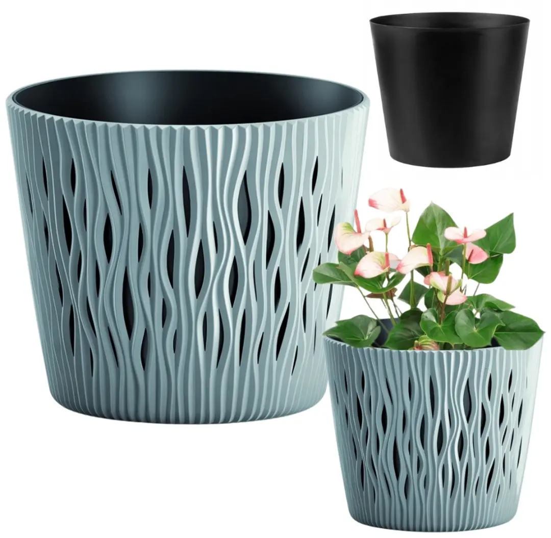 Prosperplast Sandy Ronde Pot DSR160 Grijs Steen met Inzet
