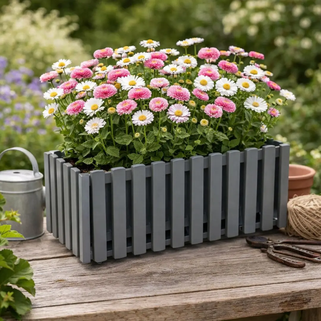 Prosperplast Fence Look Bloempot 58x18cm - Grijs - afbeelding 2 van 4