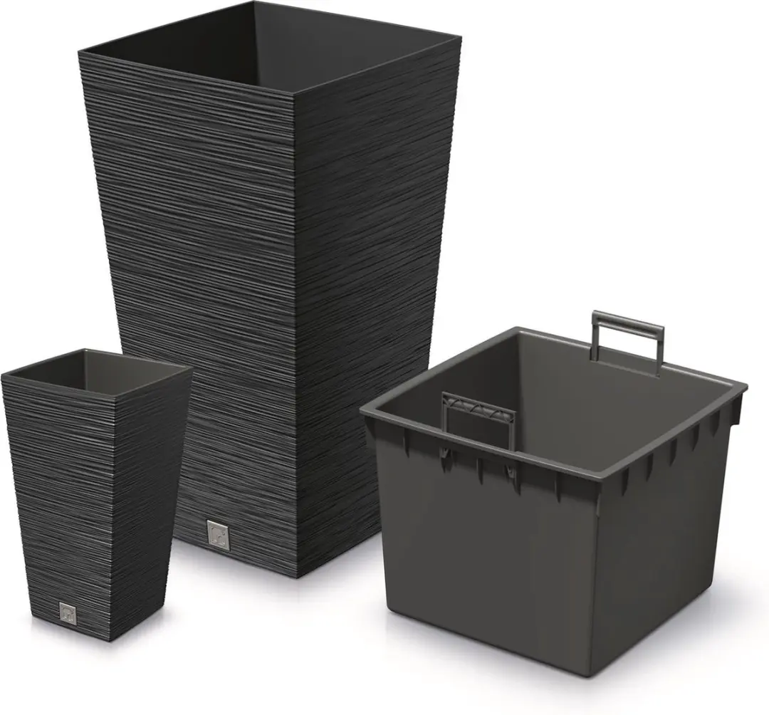 Prosperplast Furu Square Bloempot Antraciet 24x45cm - afbeelding 3 van 4