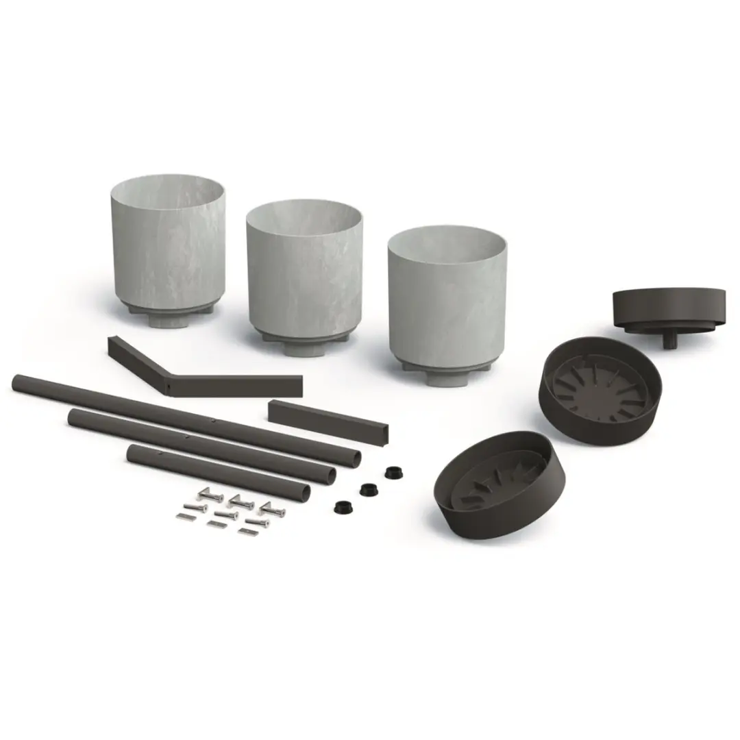 Prosperplast Perk BLOOMIE STAND Bloempot - 3 Potten - Grijs - afbeelding 3 van 3