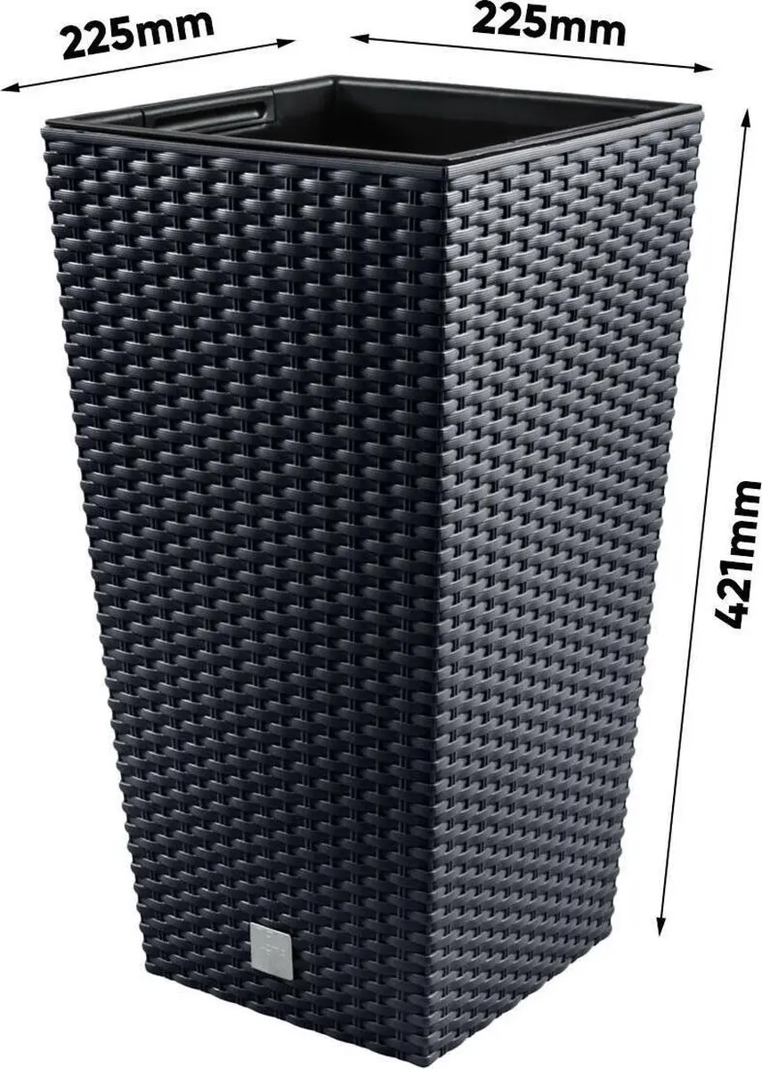 Prosperplast Rato Square Bloempot 23x23x42cm Antraciet - afbeelding 4 van 6