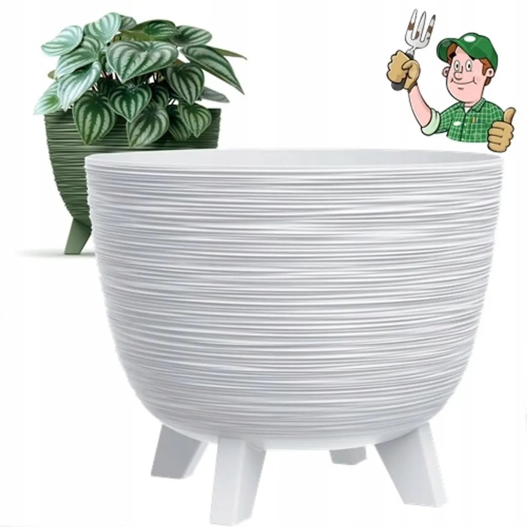 Witte Plastic Pot 30cm 9,5L met Voeten